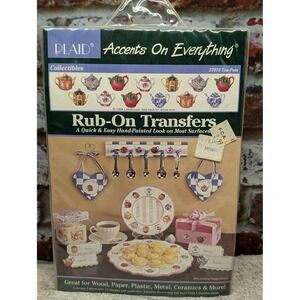 Vintage Plaid Accents On Everything Tea Pots Rub-On Transfers 57074 1994 NOS